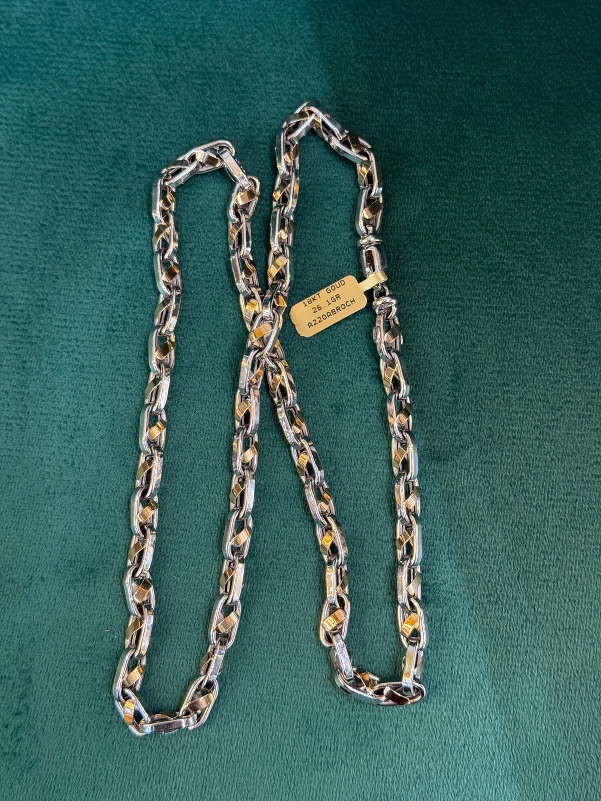 18KT Goud - 26.1 Gram - Ketting - MONTANA - Wit Goud, Ophalen, Nieuw, Goud