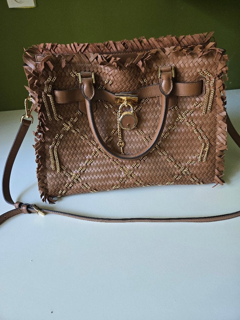 Michael Kors gevlochten boho tas – bruin leer, Ophalen, Zo goed als nieuw, Bruin, Handtas