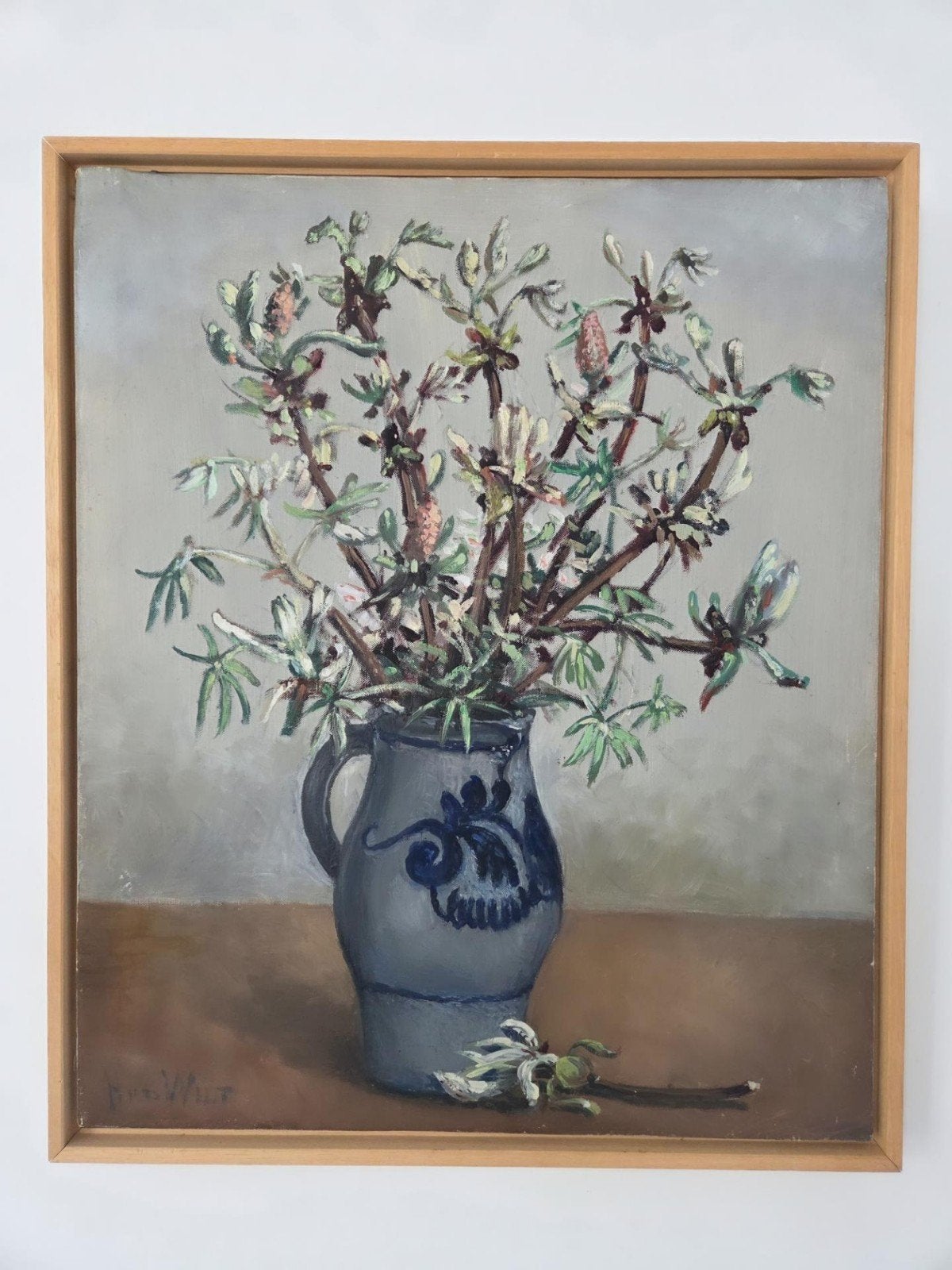 Olieverfschilderij Hendrik van der Wilt, vaas met bloemen, Doek, Olieverf, Ophalen, Bloemen