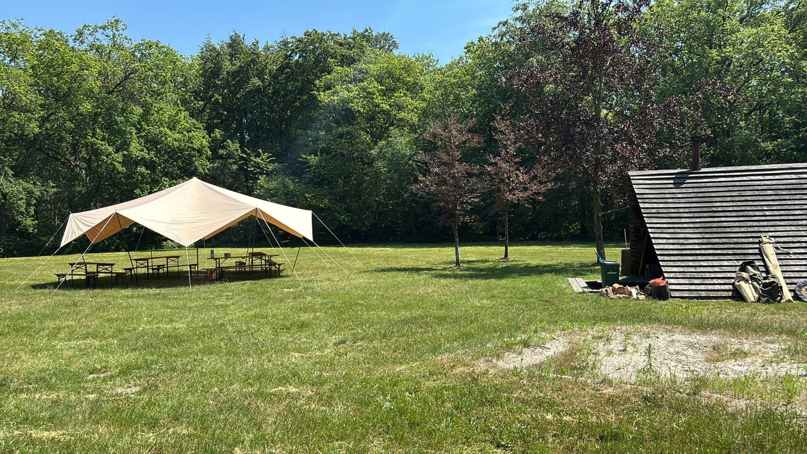 Activiteiten dak / Ten Kate tentdoek 8x8m te huur, Caravans en Kamperen, Ophalen, Gebruikt