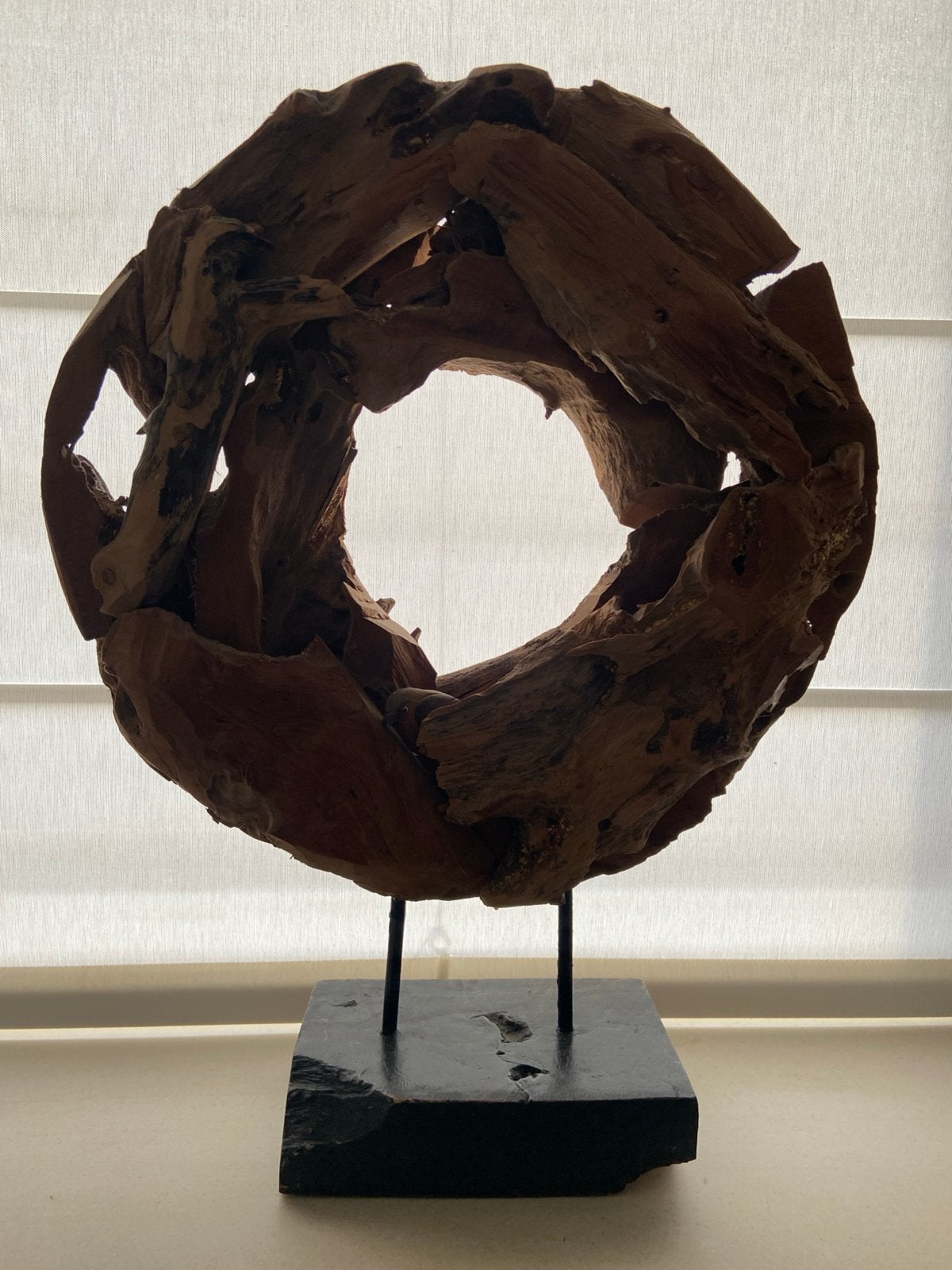 Decoratieve sculptuur van drijfhout op sokkel, Ophalen of Verzenden, Handgemaakt, 20 - 50 cm, Beeld