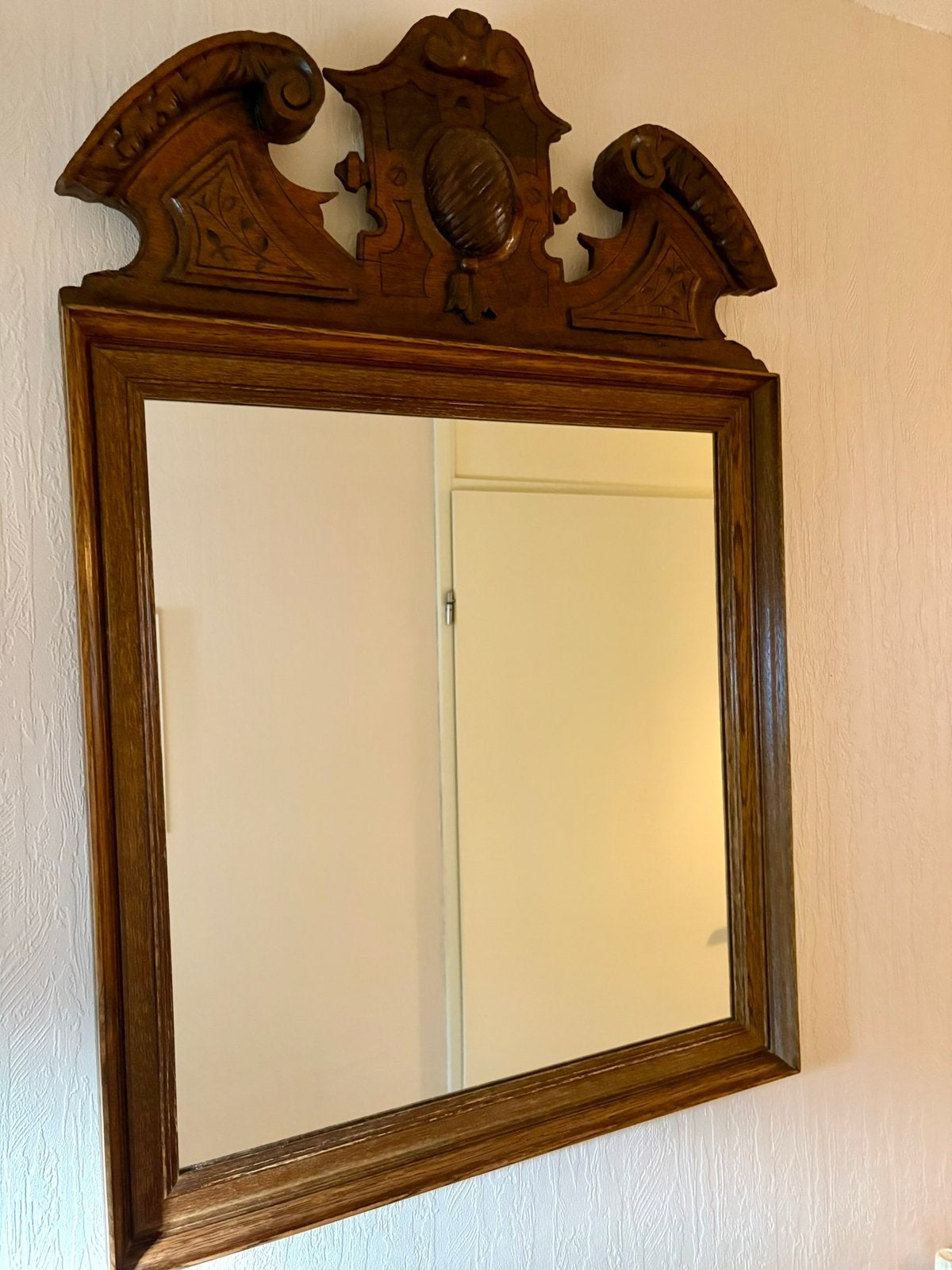 Mooie grote antieke spiegel, Ophalen, Vierkant, 50 tot 100 cm, Minder dan 100 cm