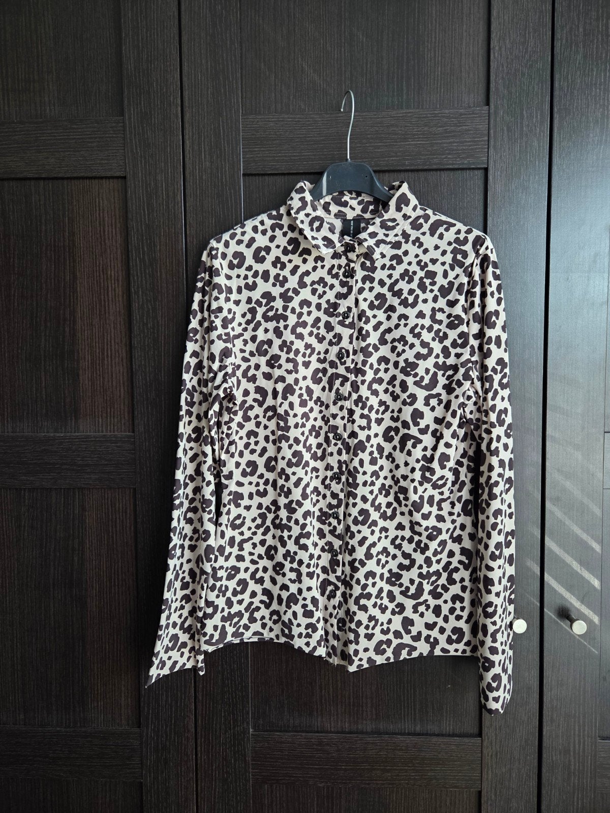 Jane Lushka blouse M 38 travelstof beige bruin panterprint, Maat 38/40 (M), Bruin, Ophalen of Verzenden, Zo goed als nieuw