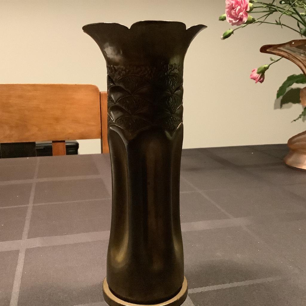 Koperen huls, vaasje van granaat 2de wereldoorlog, Ophalen of Verzenden