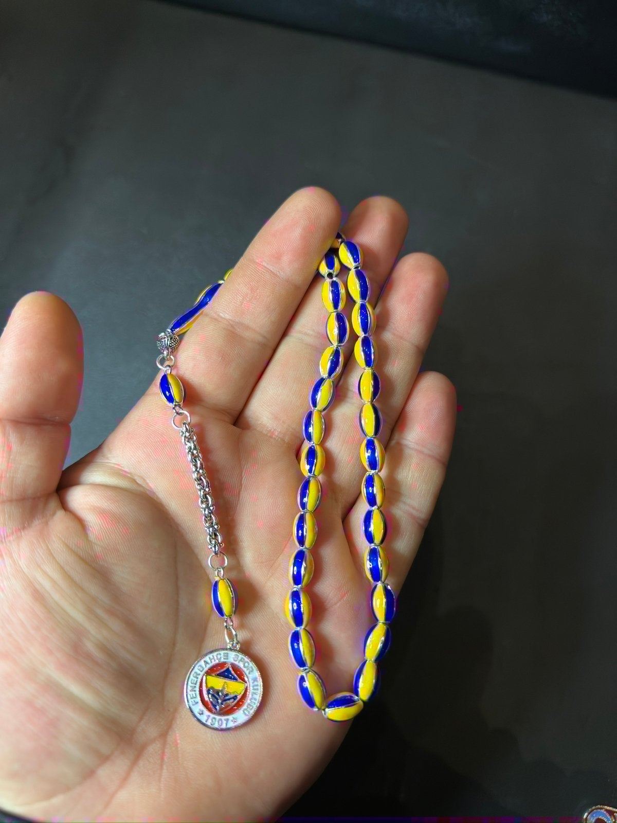 Fenerbahçe tesbih zilver barnsteen amber, Blauw, Nieuw, Ophalen of Verzenden, Met edelsteen