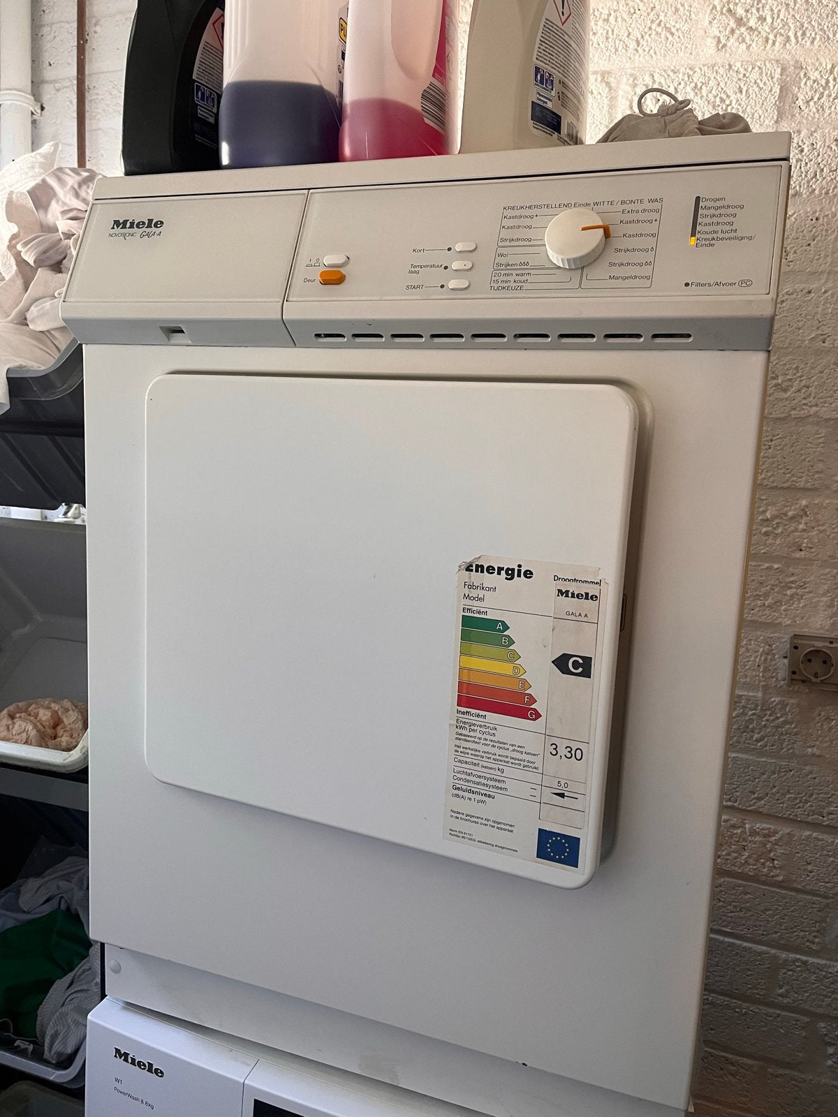 Miele Novotronic Wasdroger - luchtdroger - 5 kg, Ophalen, Gebruikt, 4 tot 6 kg, Voorlader