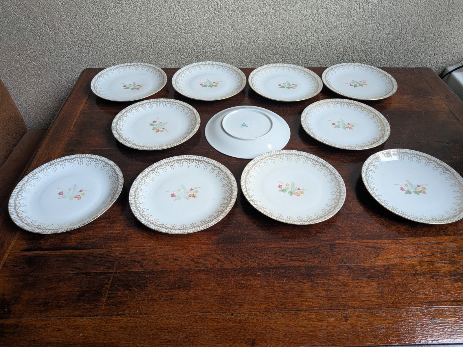 11 Vintage porseleinen gebaksborden Elfenberg, Antiek en Kunst, Antiek | Servies los, Ophalen