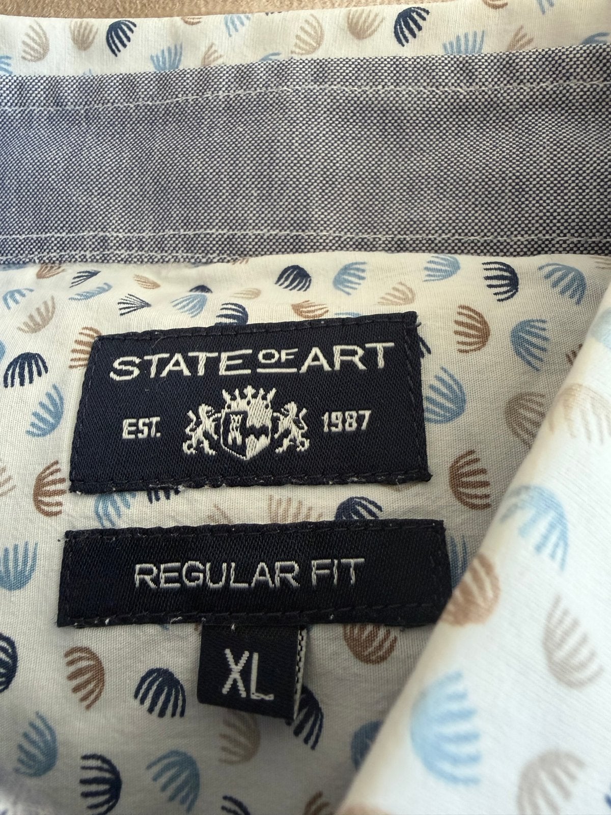 State of Art overhemd met print - Maat XL, Ophalen of Verzenden, Zo goed als nieuw, Wit, Halswijdte 41/42 (L)