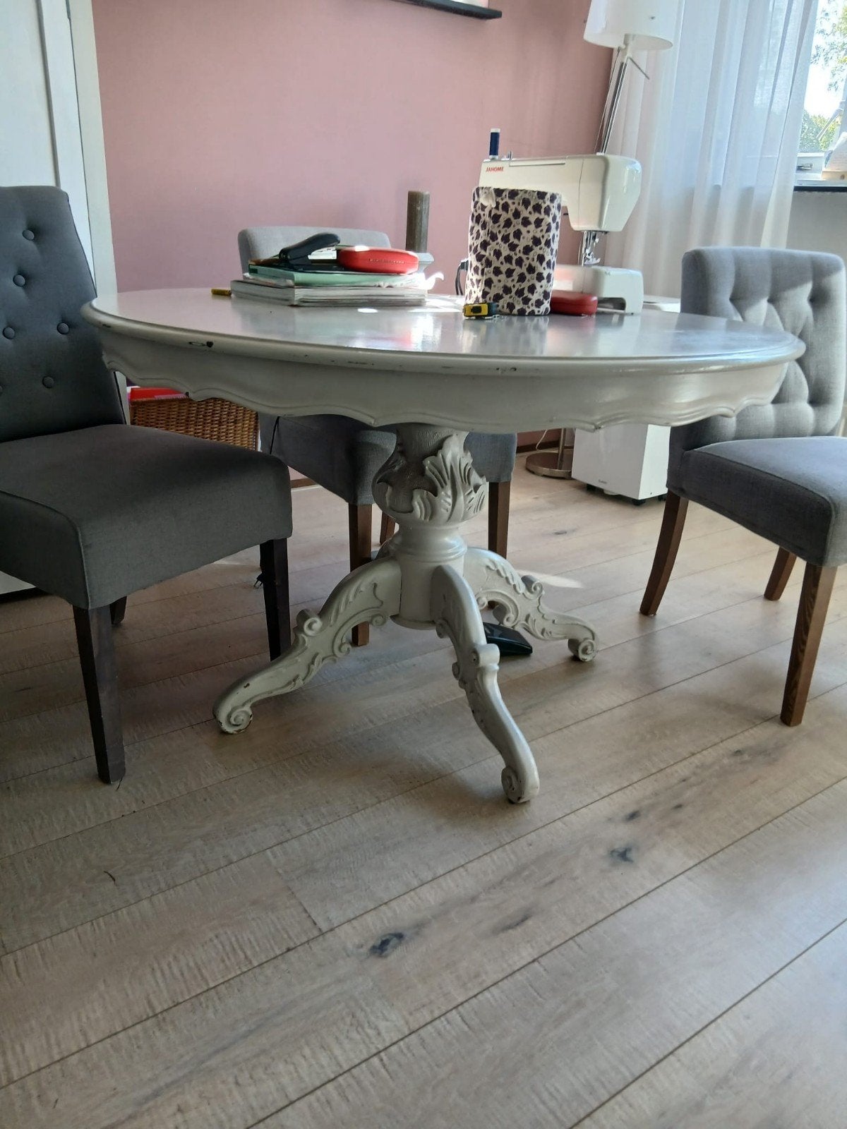 Brocante eettafel, Ophalen, Gebruikt, Rond, Brocante