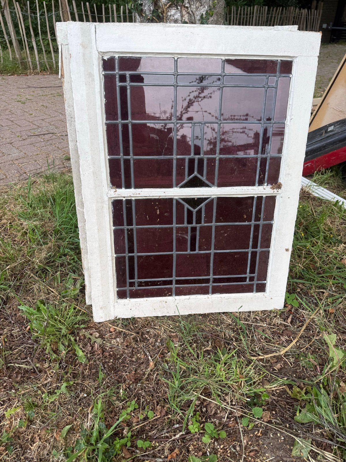 Prachtig Glas in Lood Ramen, Ophalen, Gevelraam of Ruit, Gebruikt, Minder dan 80 cm