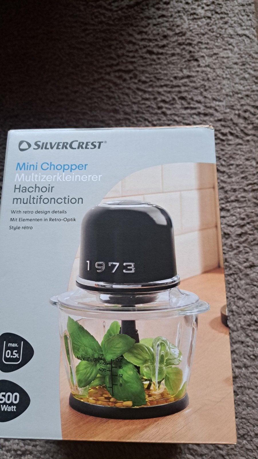 SilverCrest Multihakker - Retro Look, 500W, 1.2L, Ophalen, 1 tot 2 liter, 2 snelheden, Nieuw