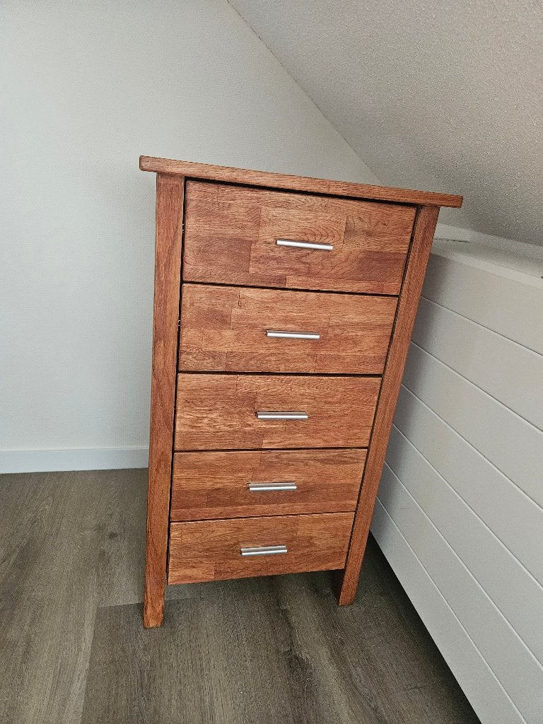 Eikenhouten ladenkastje kleur mahonie, Huis en Inrichting, Ophalen, 5 laden of meer, Eikenhout, 50 tot 100 cm