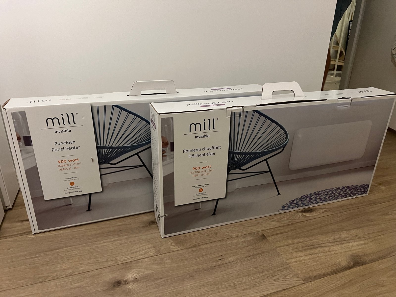 2x Mill Invisible Paneelverwarming 900W - Nieuw in doos, 30 tot 80 cm, Radiator, Nieuw, Ophalen of Verzenden