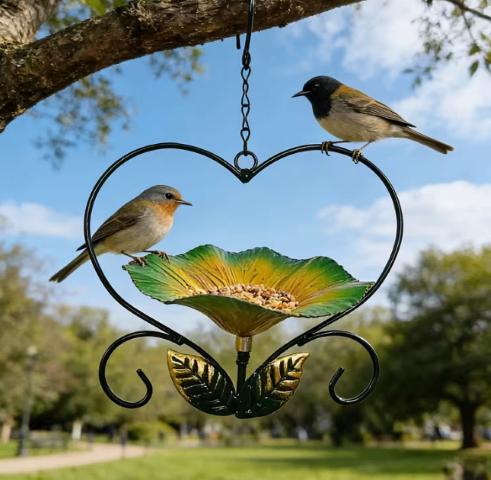 Vogel voeder/drinkschaal in hart vorm, Tuin en Terras, Vogelhuisjes en Vogelbaden, Ophalen of Verzenden