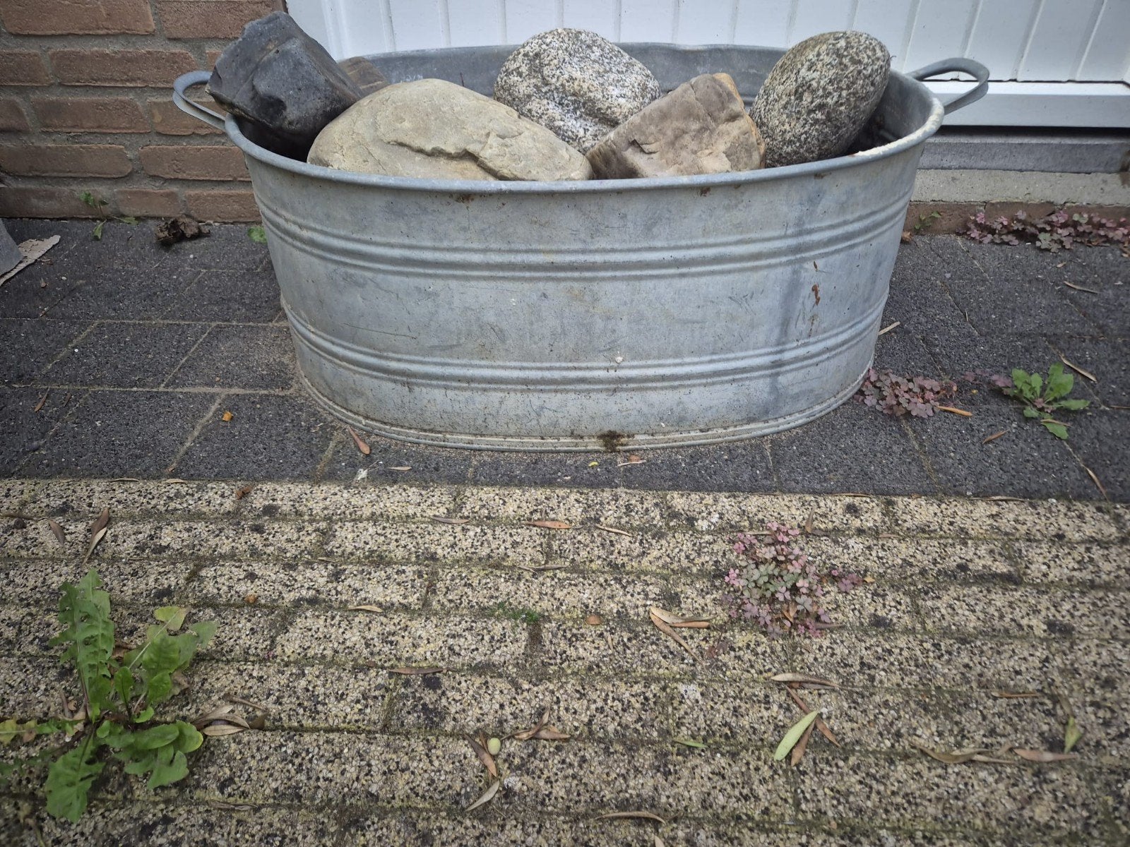 Grote zinken teil met handvatten, Ophalen of Verzenden