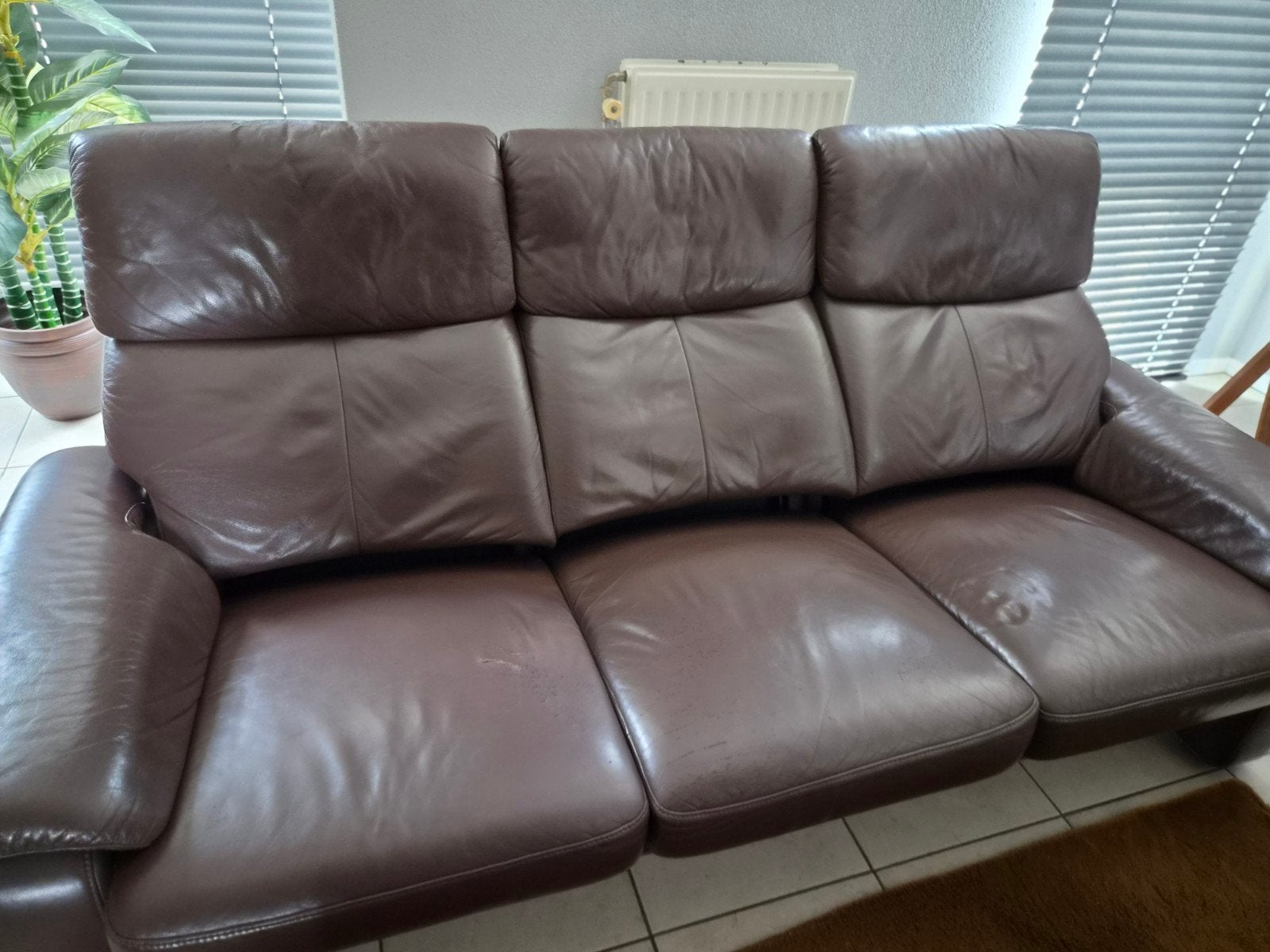 te koop bankstel, Huis en Inrichting, Ophalen, Gebruikt, Rechte bank, Leer
