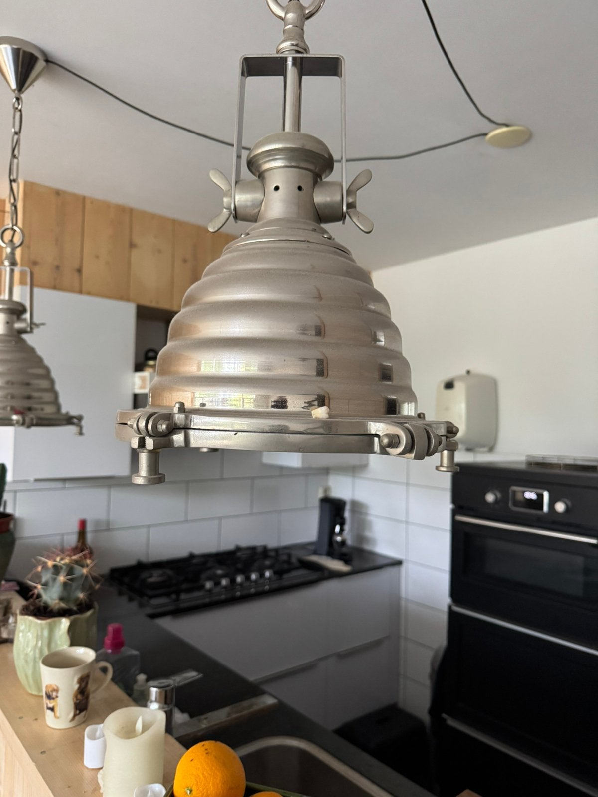 Te koop twee scheepslampen chroom, Ophalen of Verzenden, Zo goed als nieuw, Metaal, E27 (groot)