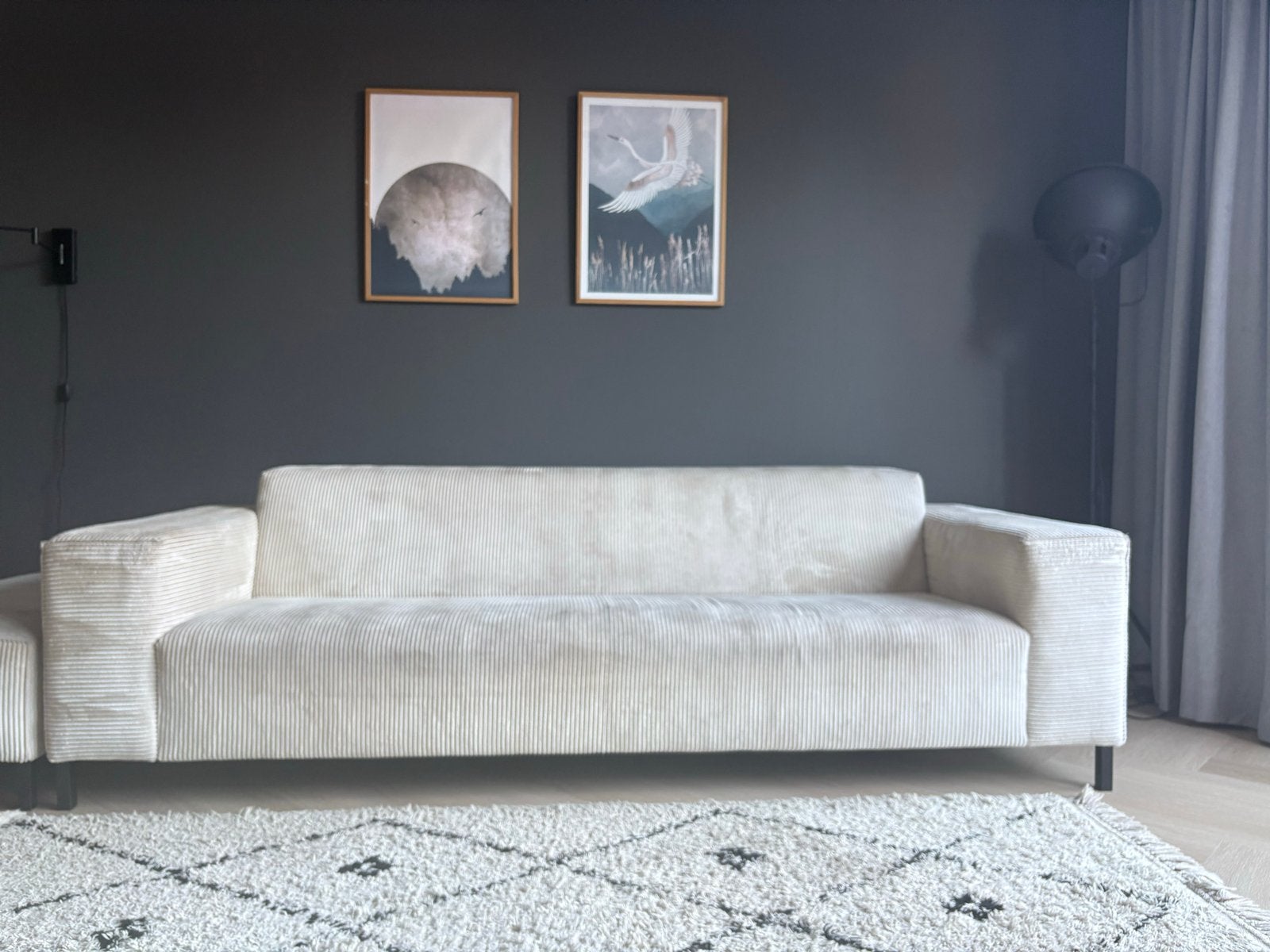 Ribfluwelen bank Remus By Sidde met hocker, Ophalen, Gebruikt, 100 tot 125 cm, Rechte bank