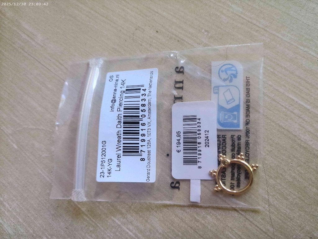 anna nina piercing, Ophalen of Verzenden, Nieuw, Goud, Goud