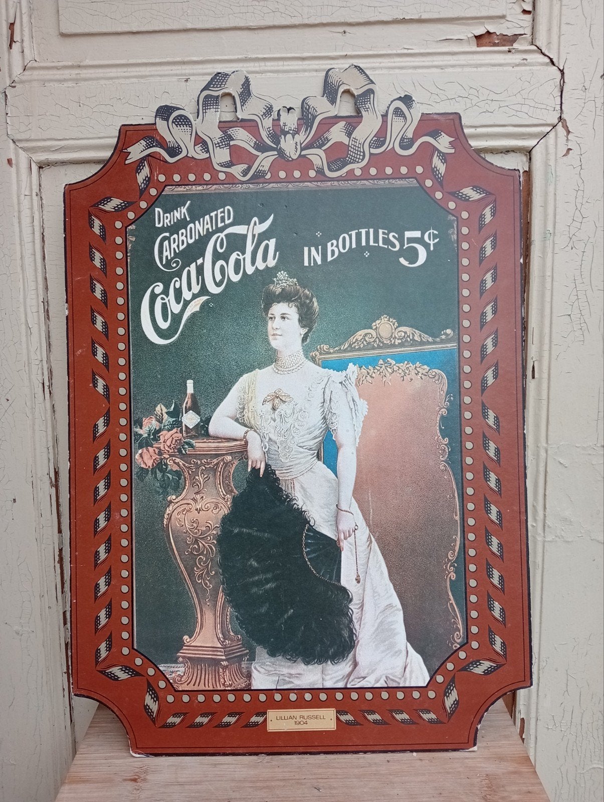 Vintage Coca-Cola Reclamebord Lillian Russell 1904, Verzamelen, Ophalen of Verzenden, Gebruikt, Reclamebord