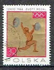 Polen 1964 Olympische spelen Gewichtsheffen, Postzegels en Munten, Verzenden, Gestempeld, Sport