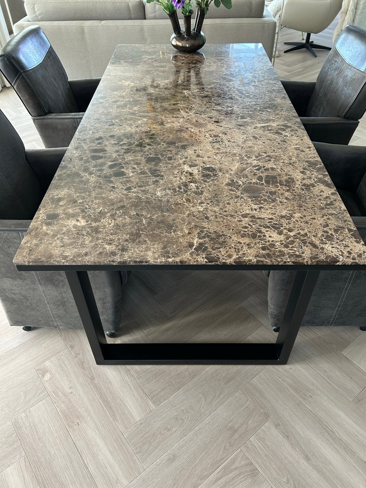 Richmond eettafel met marmer blad - 200x94x75 cm, Ophalen, 50 tot 100 cm, Zo goed als nieuw, Vier personen
