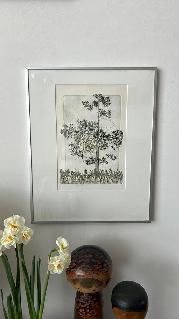 Vintage Willemien Holterman ets vogelboom 1979, Ophalen of Verzenden
