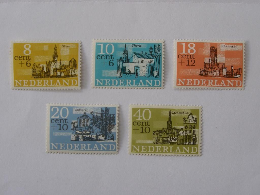 1965: NVPH 842 / 846, Zomerzegels: Dorpen / Steden; postfris, Postzegels en Munten, Postzegels | Nederland, Ophalen of Verzenden
