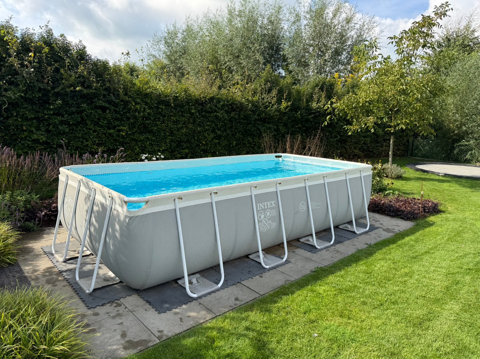 Intex zwembad 488x244x107 met pomp, solarbol + veel extra’s, Ophalen, Gebruikt, 200 tot 300 cm, 80 tot 120 cm