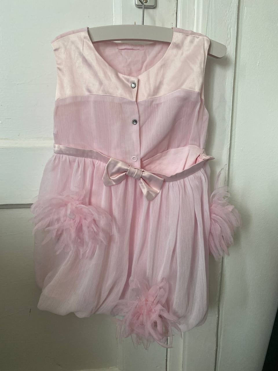 Roze feestjurk met rompertje, Kinderen en Baby's, Babykleding | Maat 80, Ophalen, Zo goed als nieuw, Meisje, Jurkje of Rokje