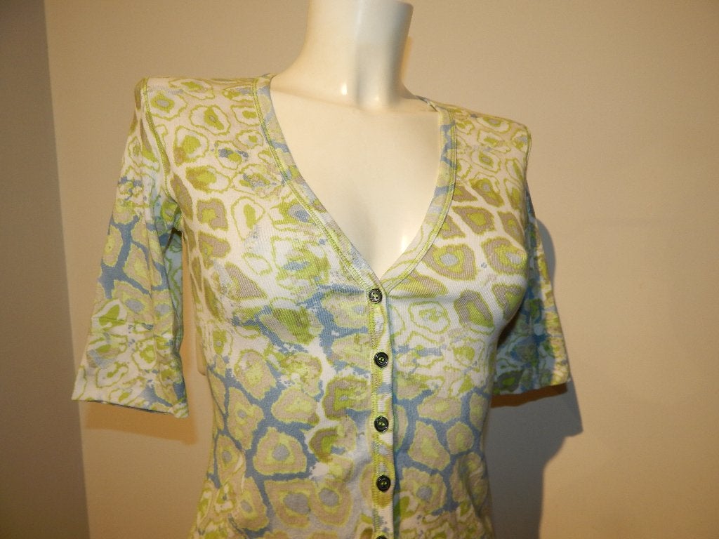 Marccain vestje in print rustige tinten v hals knoopjes N2/S, Kleding | Dames, Zo goed als nieuw, Maat 36 (S), Marccain, Meerkleurig