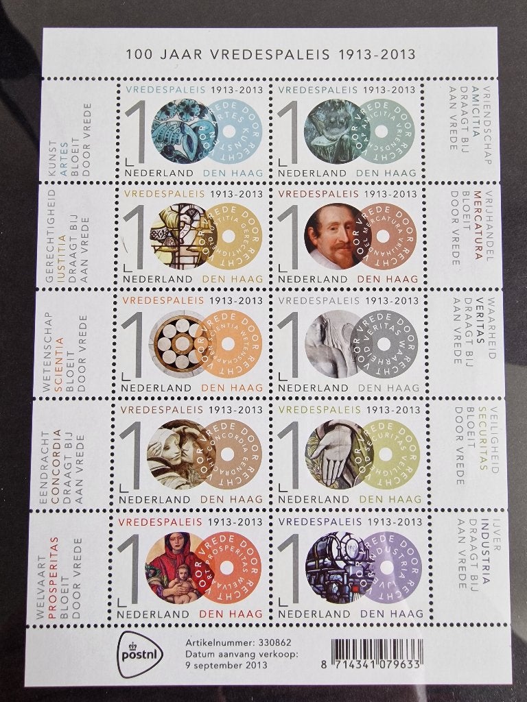 2013 Vel V3096-3105 Vredespaleis 100 jaar. Postfris., Ophalen of Verzenden, Na 1940, Postfris