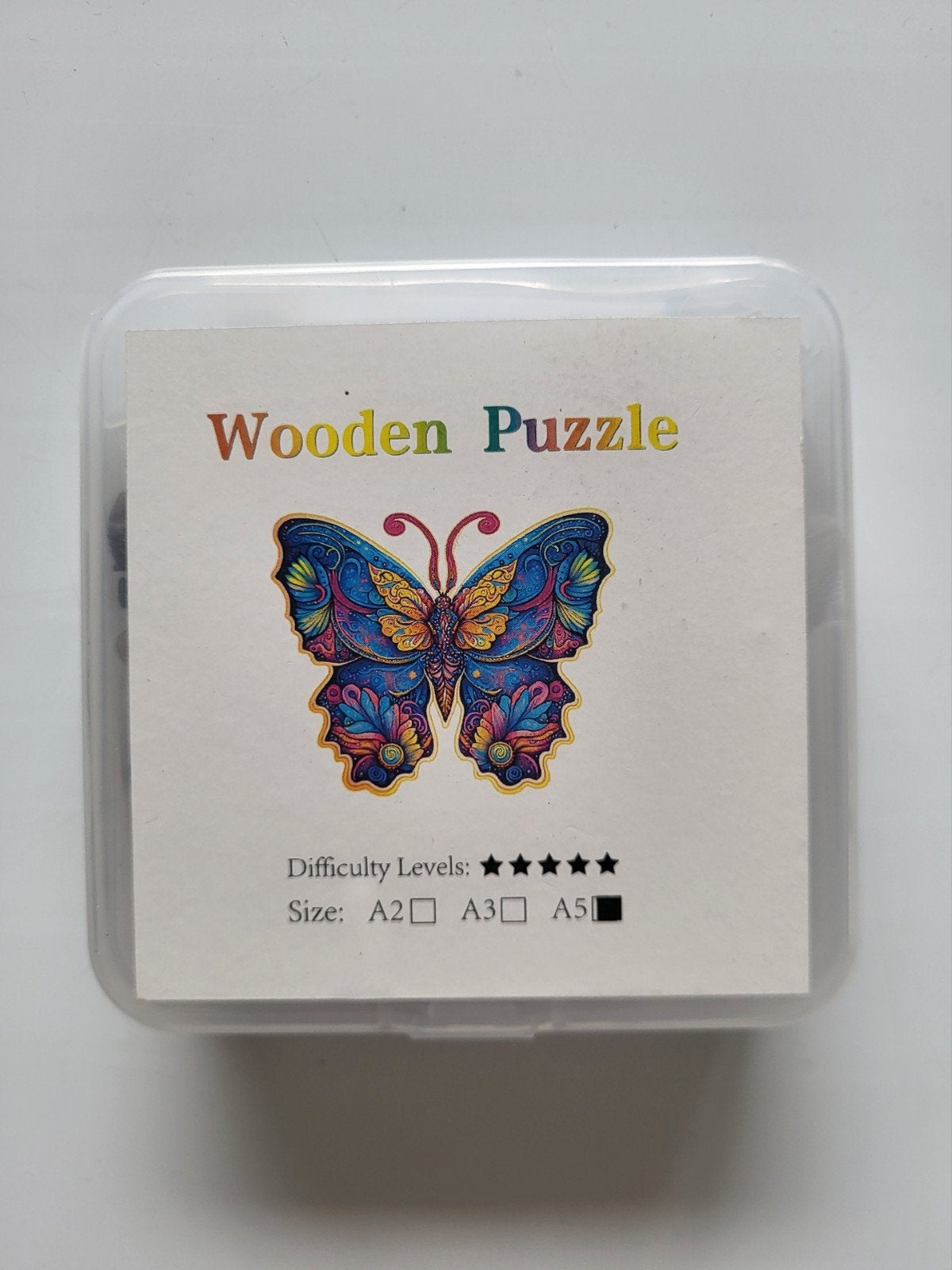 Kleurrijke houten puzzel -  vlinder, bekend MysteryButterfly, Hobby en Vrije tijd, Ophalen of Verzenden, Minder dan 500 stukjes