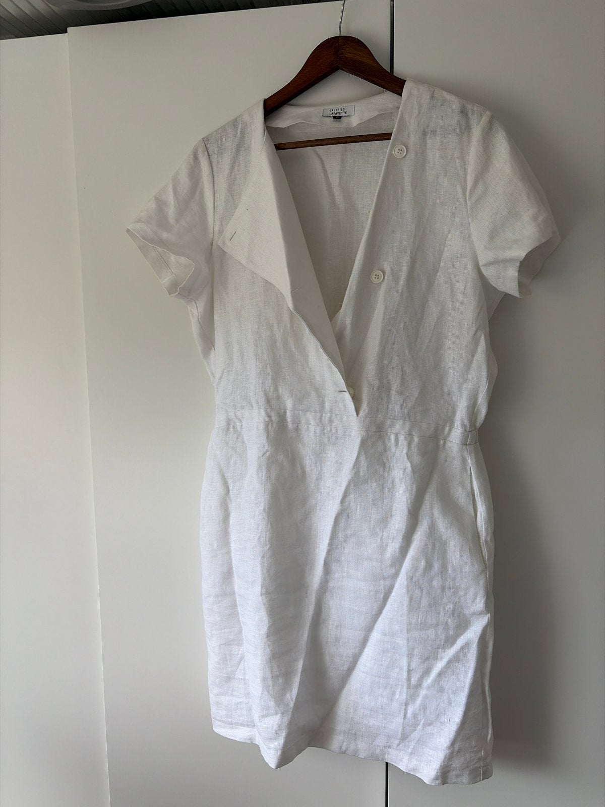 Witte linnen jurk Galeries Lafayette maat 38/40 (M), Maat 38/40 (M), Verzenden, Wit, Zo goed als nieuw
