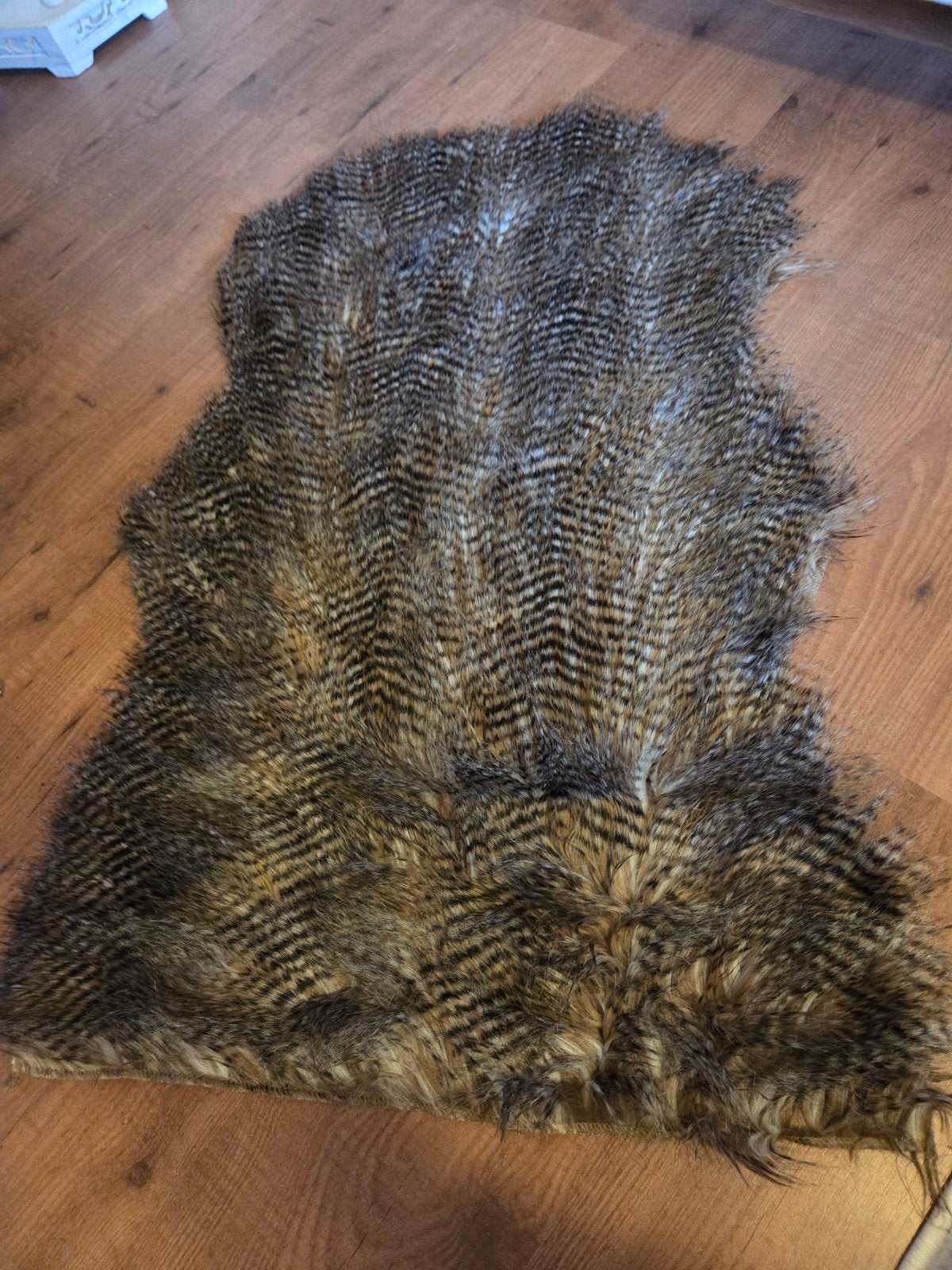 Decoratief Faux Bont Kleed - Bruin/Zwart Patroon, Gebruikt, 100 tot 150 cm, Modern, Bohemian, Rustiek, Zwart
