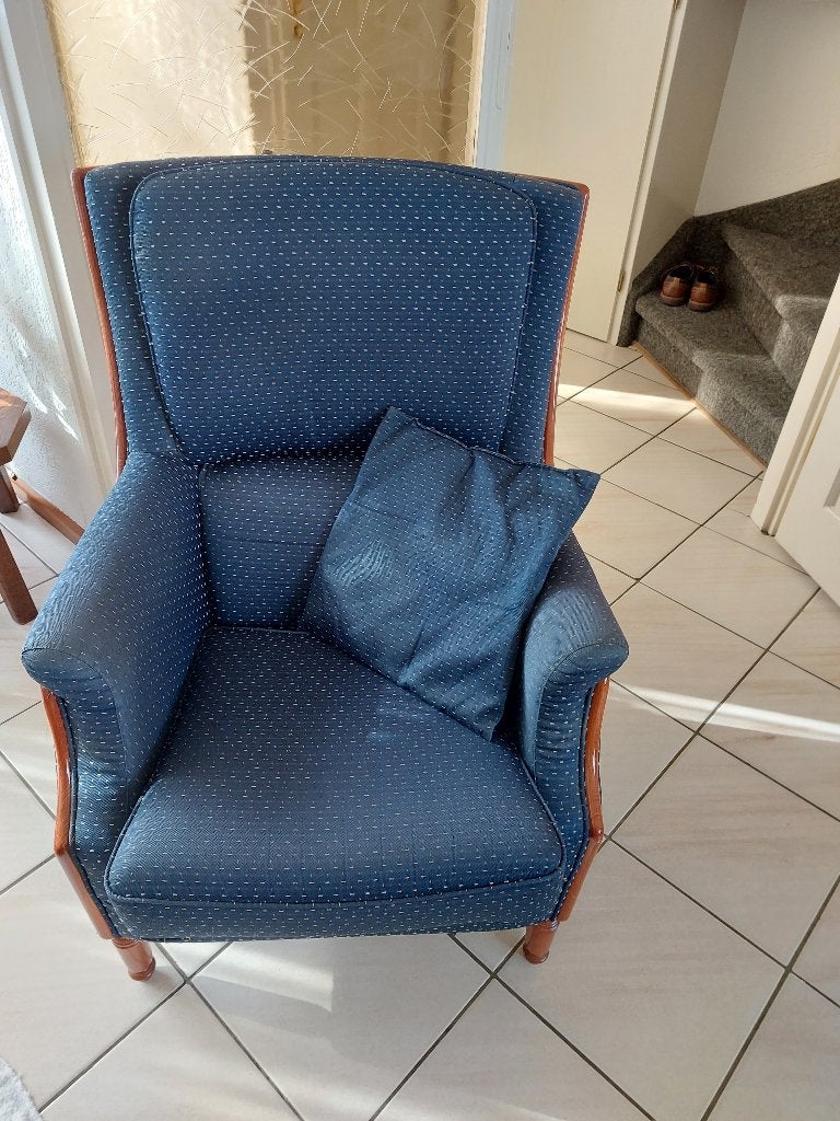 stoel, Gebruikt, Blauw, Ophalen of Verzenden, Stof
