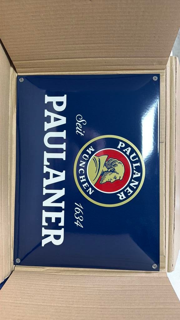 Orgineel Emaille schild bord Paulaner 30x40, Ophalen of Verzenden, Reclamebord