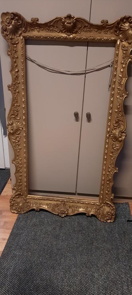 Grote gouden kunststof lijst - Barok stijl, Ophalen, Kunststof, Gebruikt, 75 cm of meer