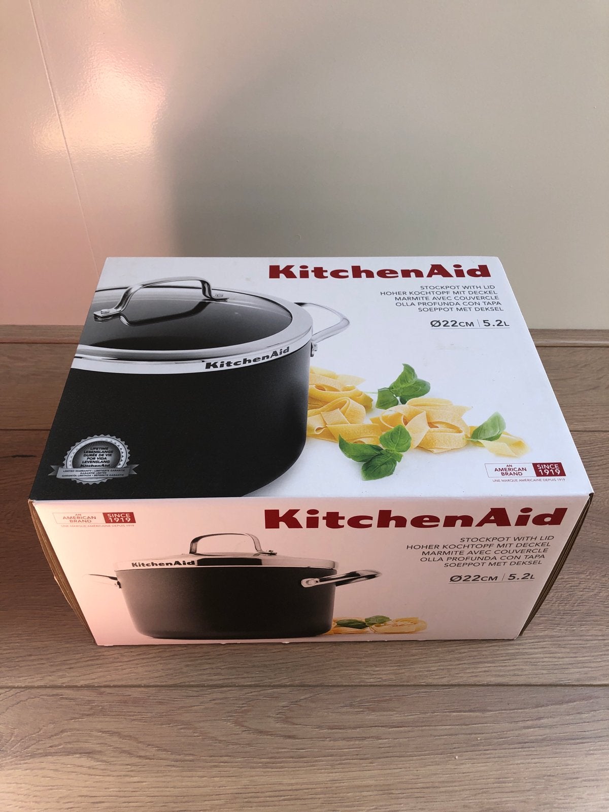 KitchenAid Kookpan met glazen deksel - Ø22cm, 5.2L, Kookpan of Snelkookpan, Inductieplaat, Nieuw, Ophalen of Verzenden