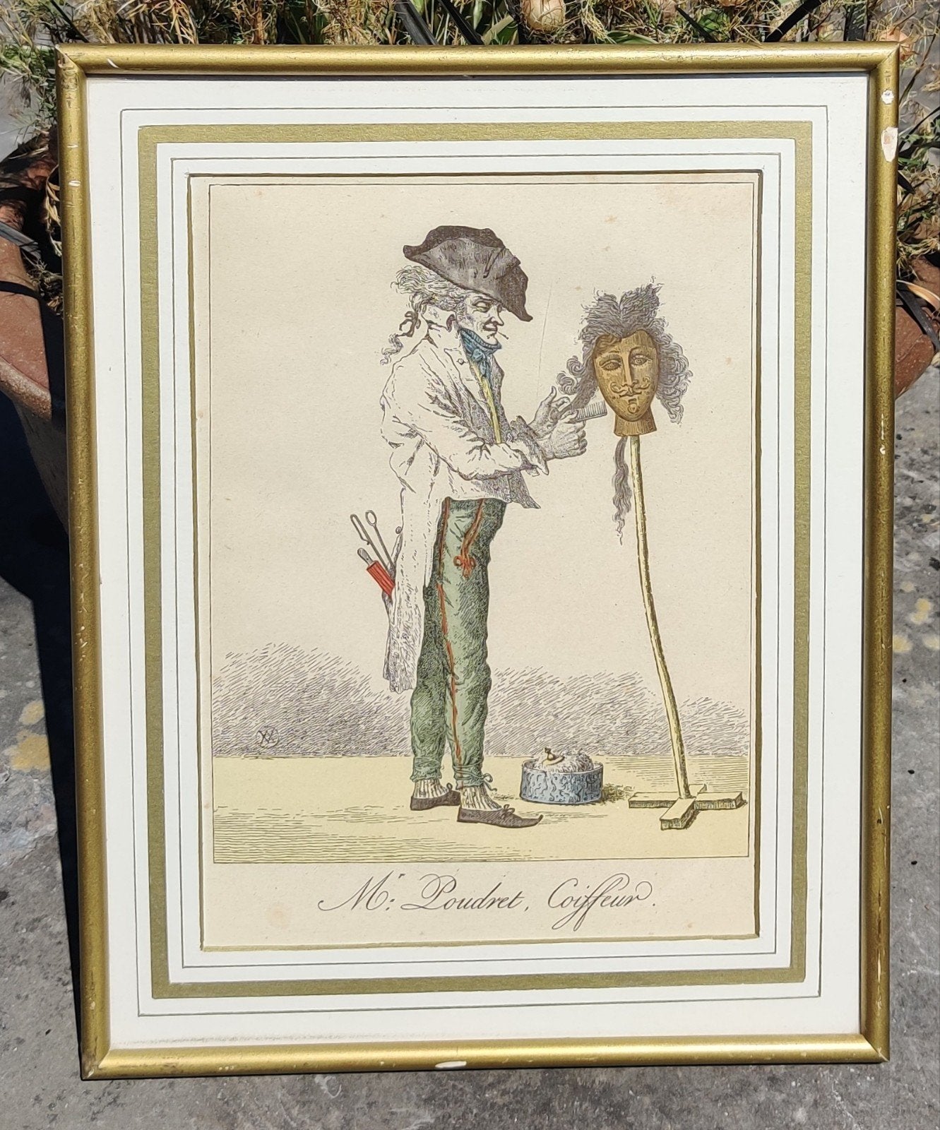 Monsieur Poudret, Coiffeur., Antiek en Kunst, Ophalen of Verzenden, Ingelijst, Portret of Personen, Papier