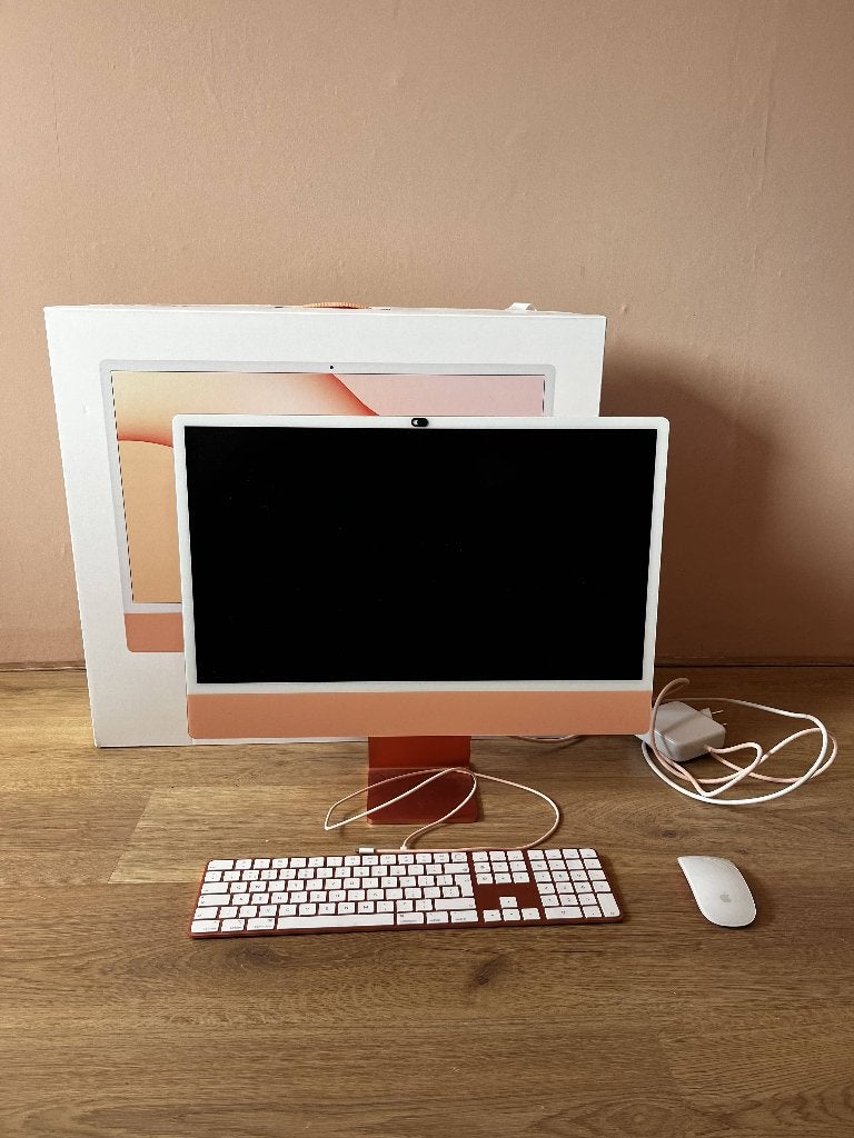 iMac 24 M1 Oranje (16GB RAM / 512GB SSD / 8C GPU), Computers en Software, Apple Desktops, Ophalen, SSD, IMac, Zo goed als nieuw