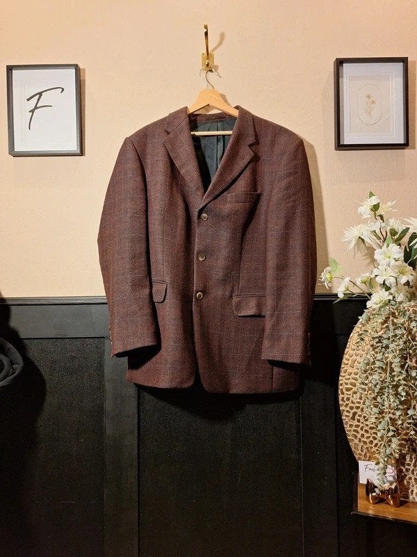 DivaRio Herenblazer|Vintage |Wol | Bruin | XL, Kleding | Heren, Fashiontiek, Bruin, Maat 56/58 (XL), Ophalen of Verzenden