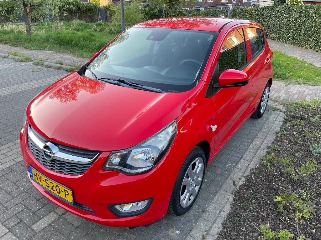Opel Karl 1.0 Ecoflex 55KW 2015 Rood, Auto's, Opel, Voorwielaandrijving, 839 kg, Stof, 23 km/l