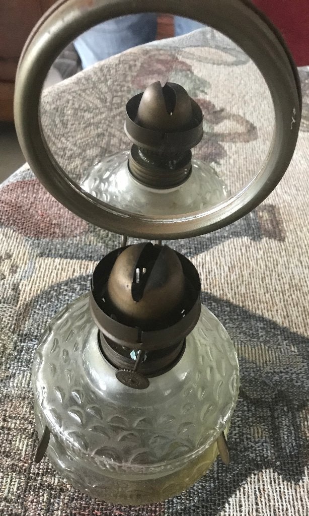 Antieke olielamp met spiegel - Decoratieve verlichting, Ophalen of Verzenden, Koper