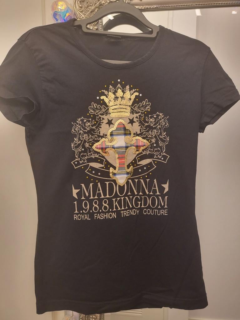Madonna T-shirt Zwart met Gouden Details - Maat S, Zwart, Ophalen of Verzenden, Zo goed als nieuw, Korte mouw