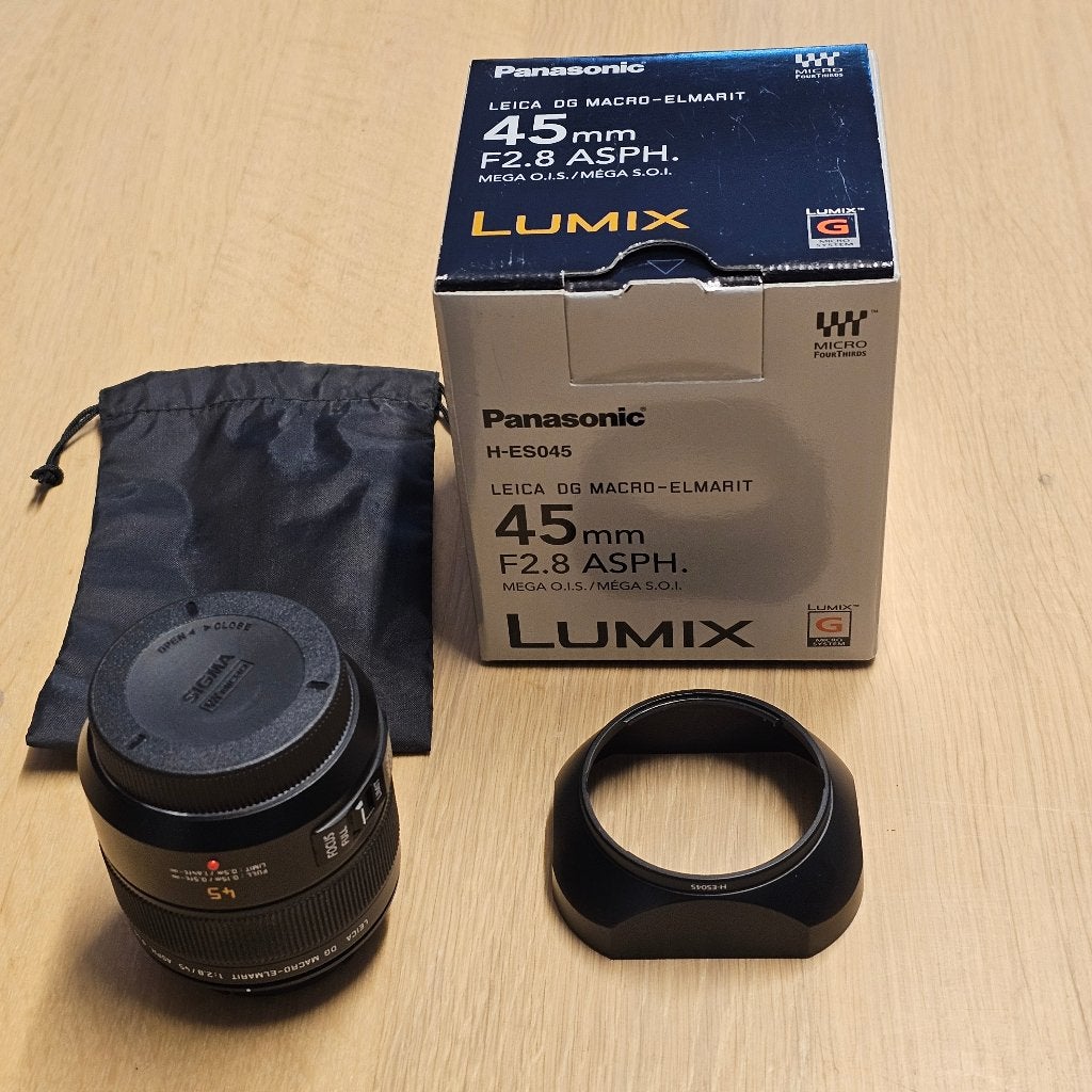 Panasonic Leica DG Macro-Elmarit 45mm F/2.8 Mega OIS, 45 mm, Micro Four Thirds, Zo goed als nieuw, Panasonic