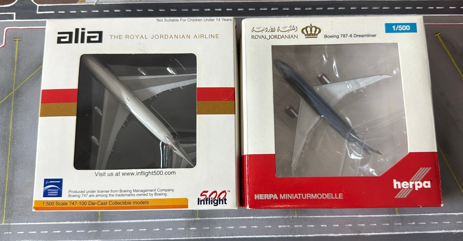 Royal Jordanian modellen 1/500, Ophalen of Verzenden, Zo goed als nieuw, Schaalmodel