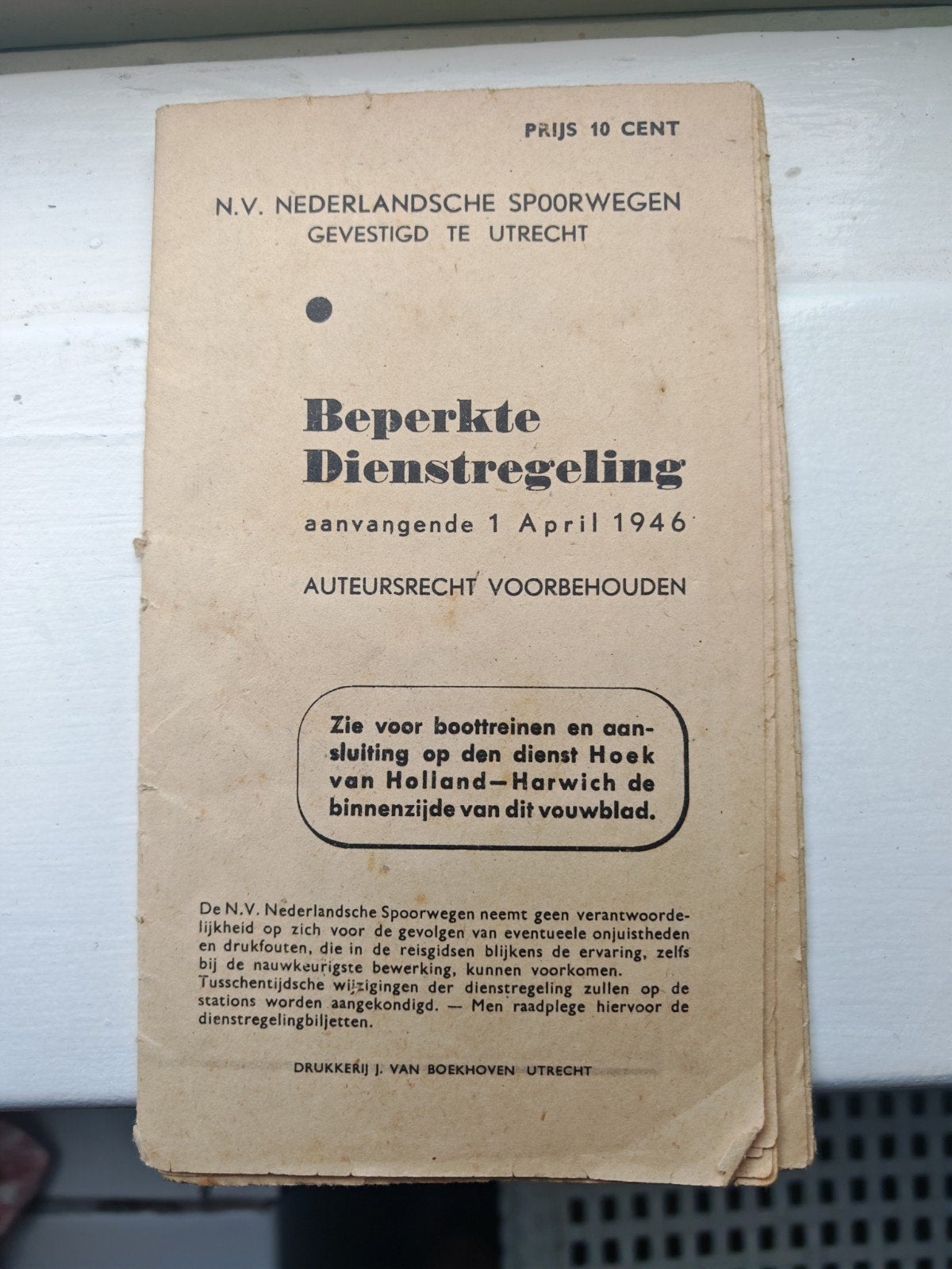 beperkte dienstregeling NS - 1 april 1946, Verzamelen, Ophalen of Verzenden, Trein, Overige typen