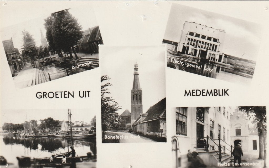 MEDEMBLIK Achterom Kerk Gemaal Huize Levenslust Groeten, Verzenden, 1940 tot 1960, Gelopen, Noord-Holland