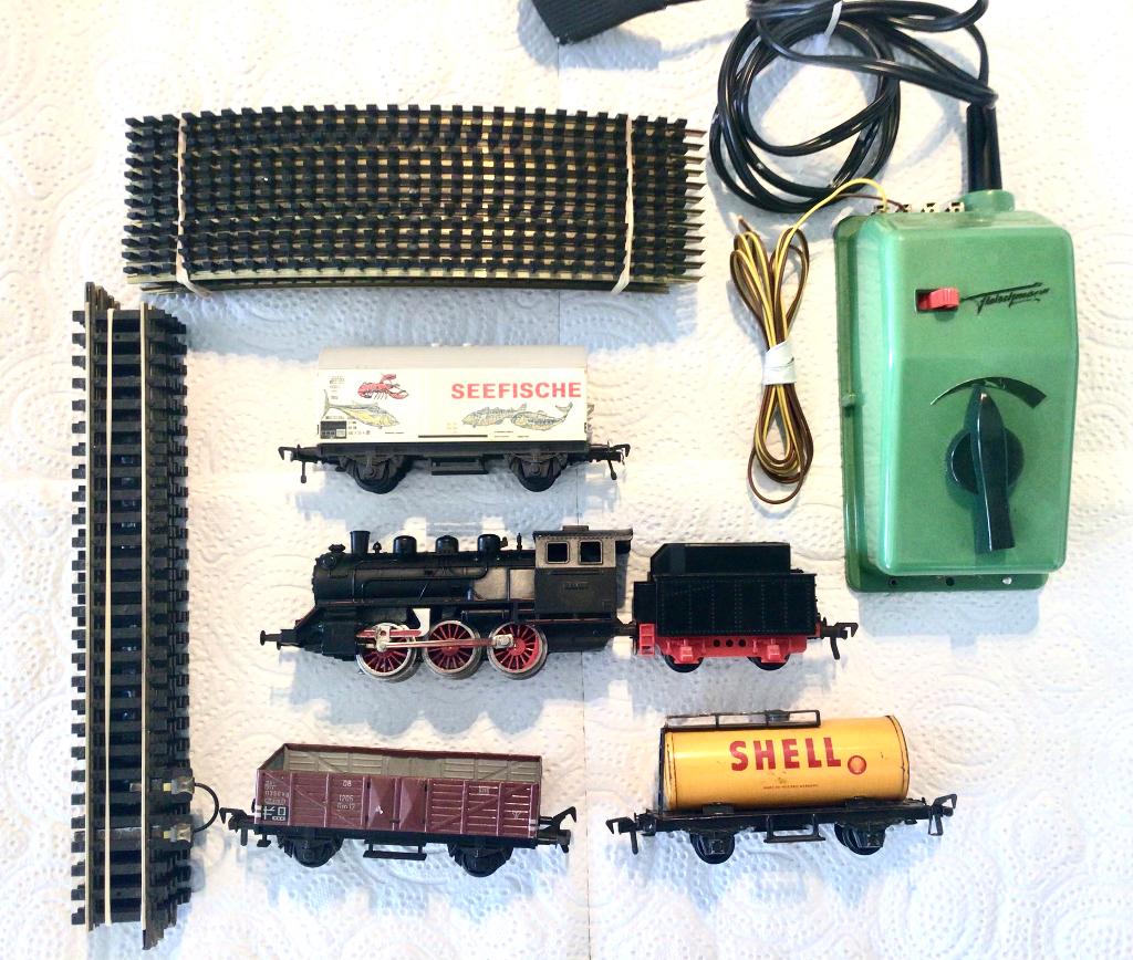 Fleischmann H0 goederentrein met rails en trafo, rijklaar!, Gelijkstroom, Fleischmann, Ophalen of Verzenden, Analoog